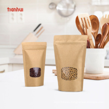 biodegradable stand up food packaging kraft paper pouch bag with window